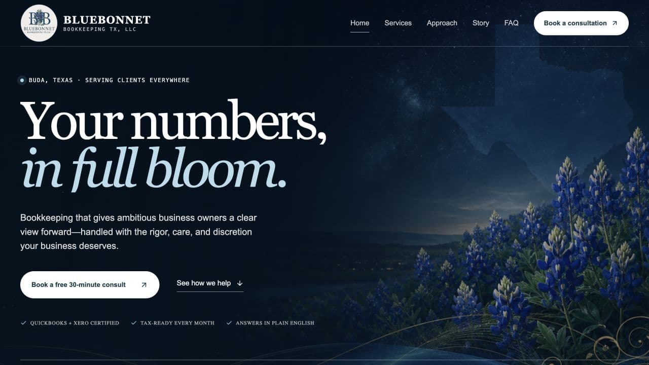 Bluebonnet Bookkeeping website