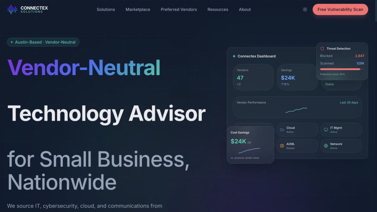 Connectex Solutions website homepage